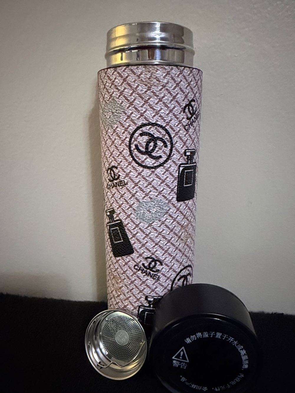 Designer Inspired Pink Logo Patterned Smart Tumbler
